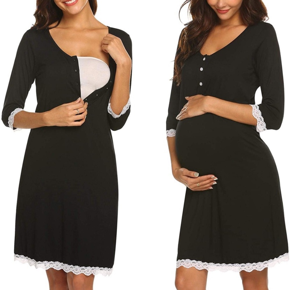 NWOT Ekouaer SUPER SOFT Black Night Gown